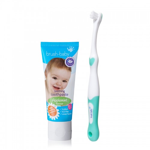 Brush-baby Baby Teething Toothpaste (0-2 Years old) + Baby First Brush 0 - 18 months 